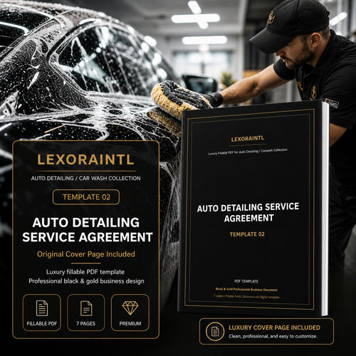 Auto Detailing Service Agreement — Fillable PDF Template