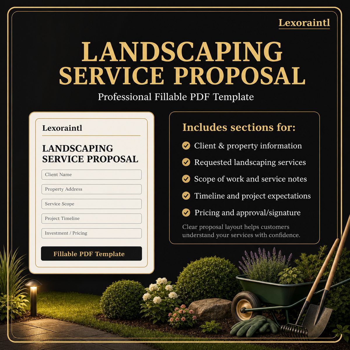 Landscaping Service Proposal Template – Fillable PDF for Lawn Care & Landscaping Businesses