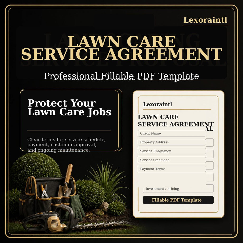 Lawn Care Service Agreement Template – Fillable PDF