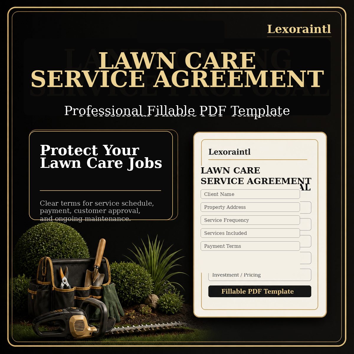 Lawn Care Service Agreement Template – Fillable PDF