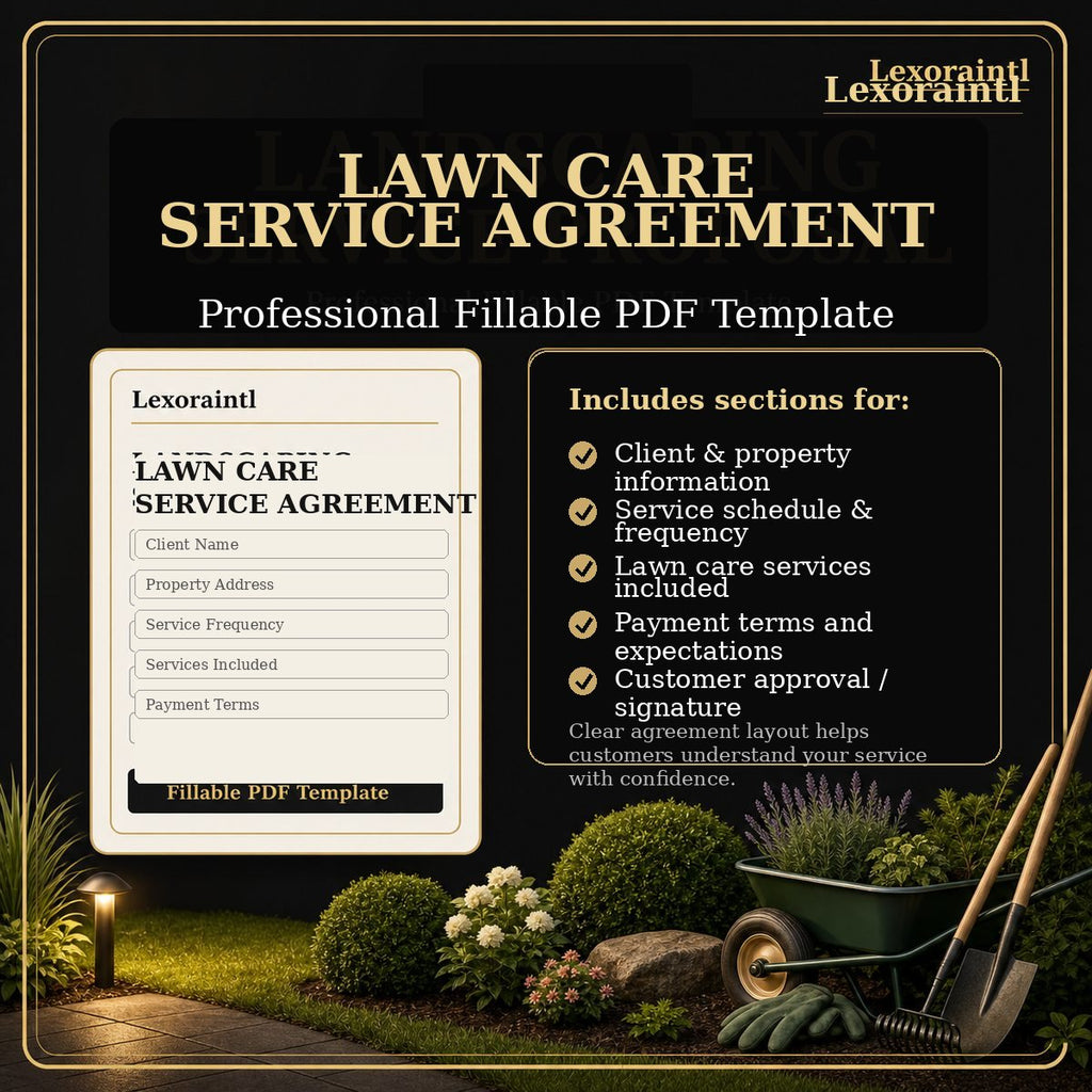 Lawn Care Service Agreement Template – Fillable PDF