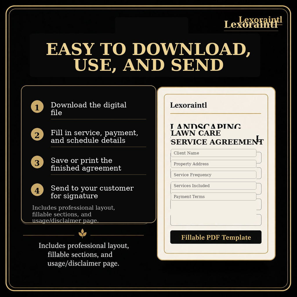 Lawn Care Service Agreement Template – Fillable PDF