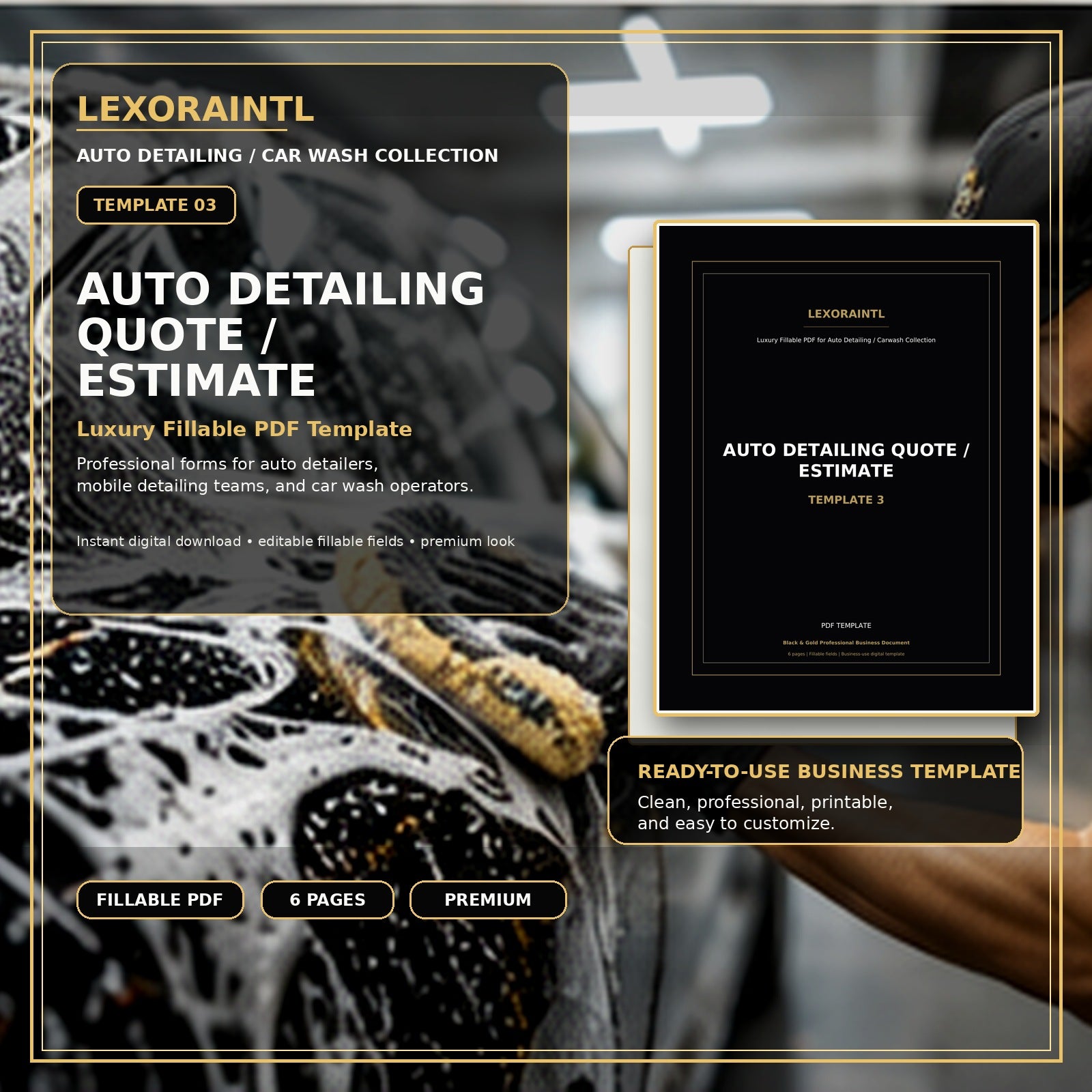 Auto Detailing Quote / Estimate Template – Fillable PDF