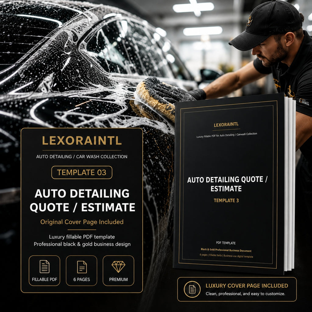 Auto Detailing Quote / Estimate Template – Fillable PDF