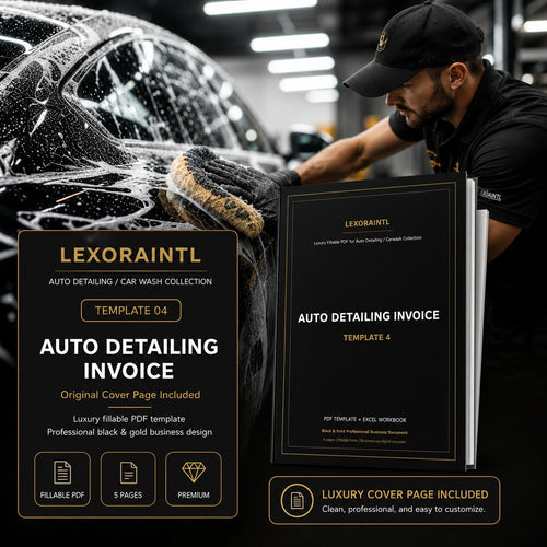 Auto Detailing Invoice Template – Fillable PDF + Excel