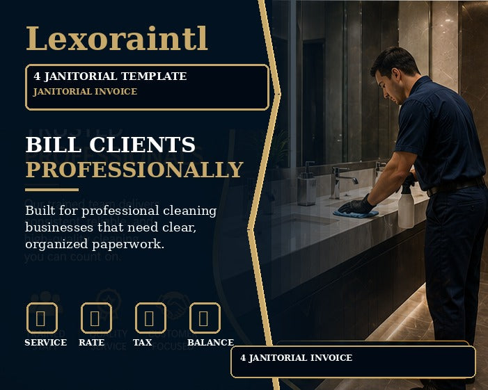 Janitorial Invoice | Fillable PDF Cleaning Business Template