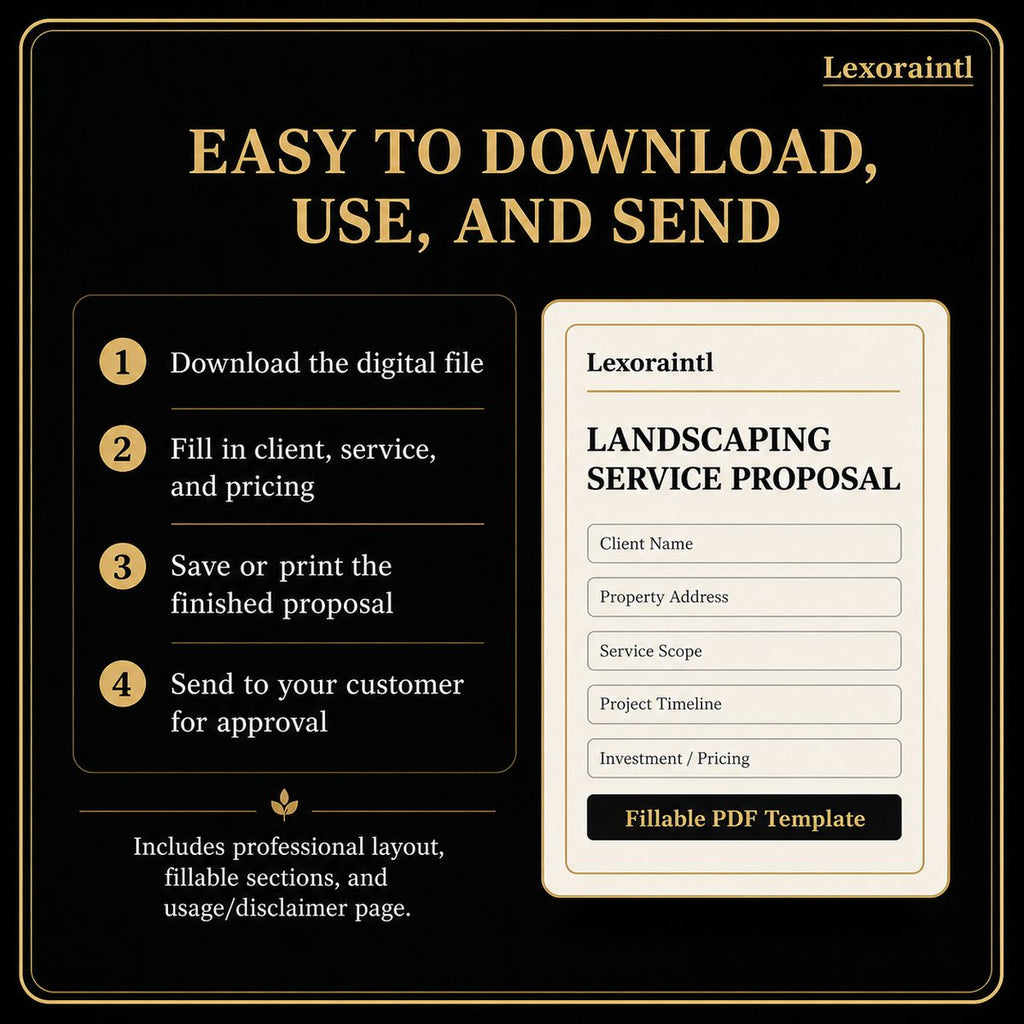 Landscaping Service Proposal Template – Fillable PDF for Lawn Care & Landscaping Businesses