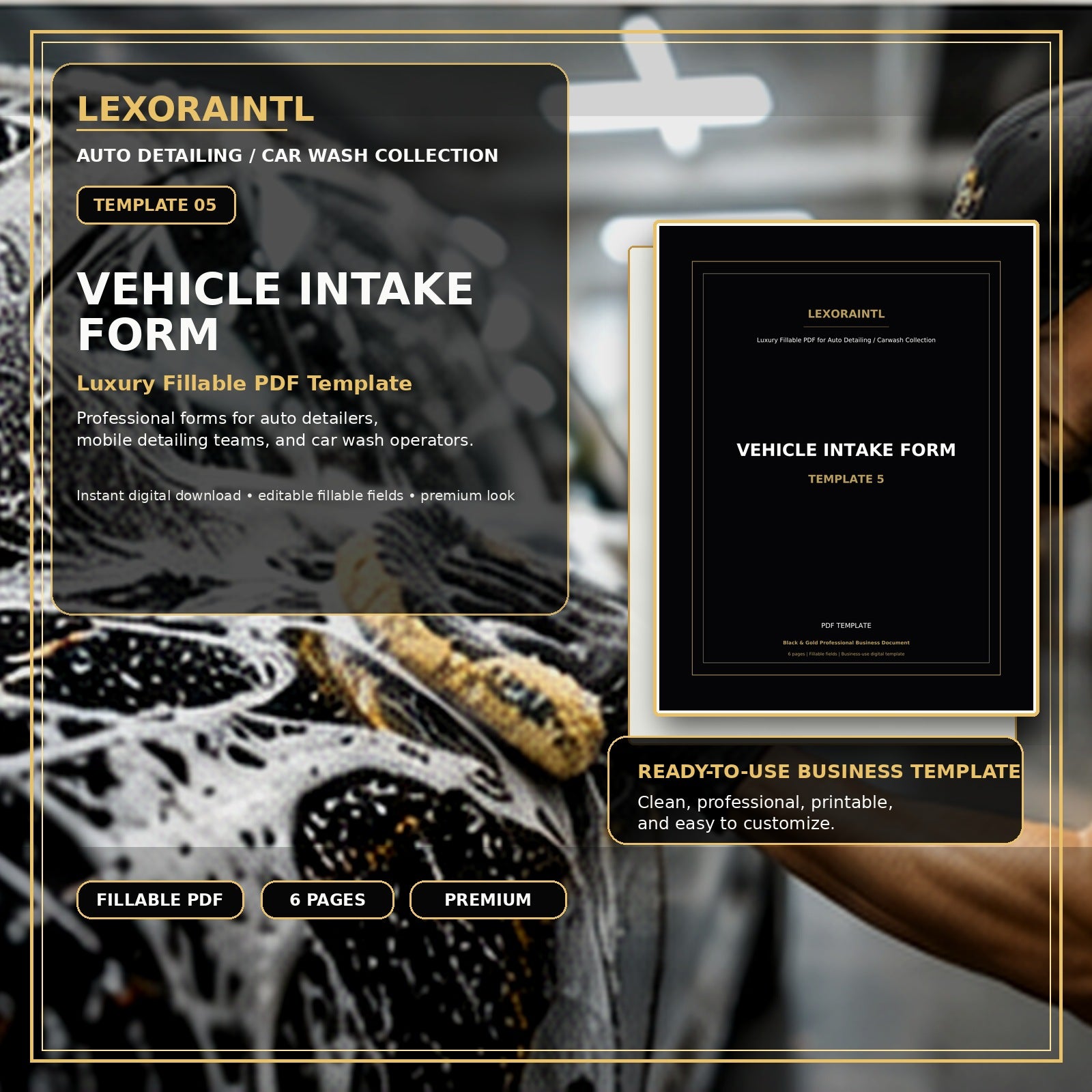 Auto Detailing Vehicle Intake Form Template – Fillable PDF