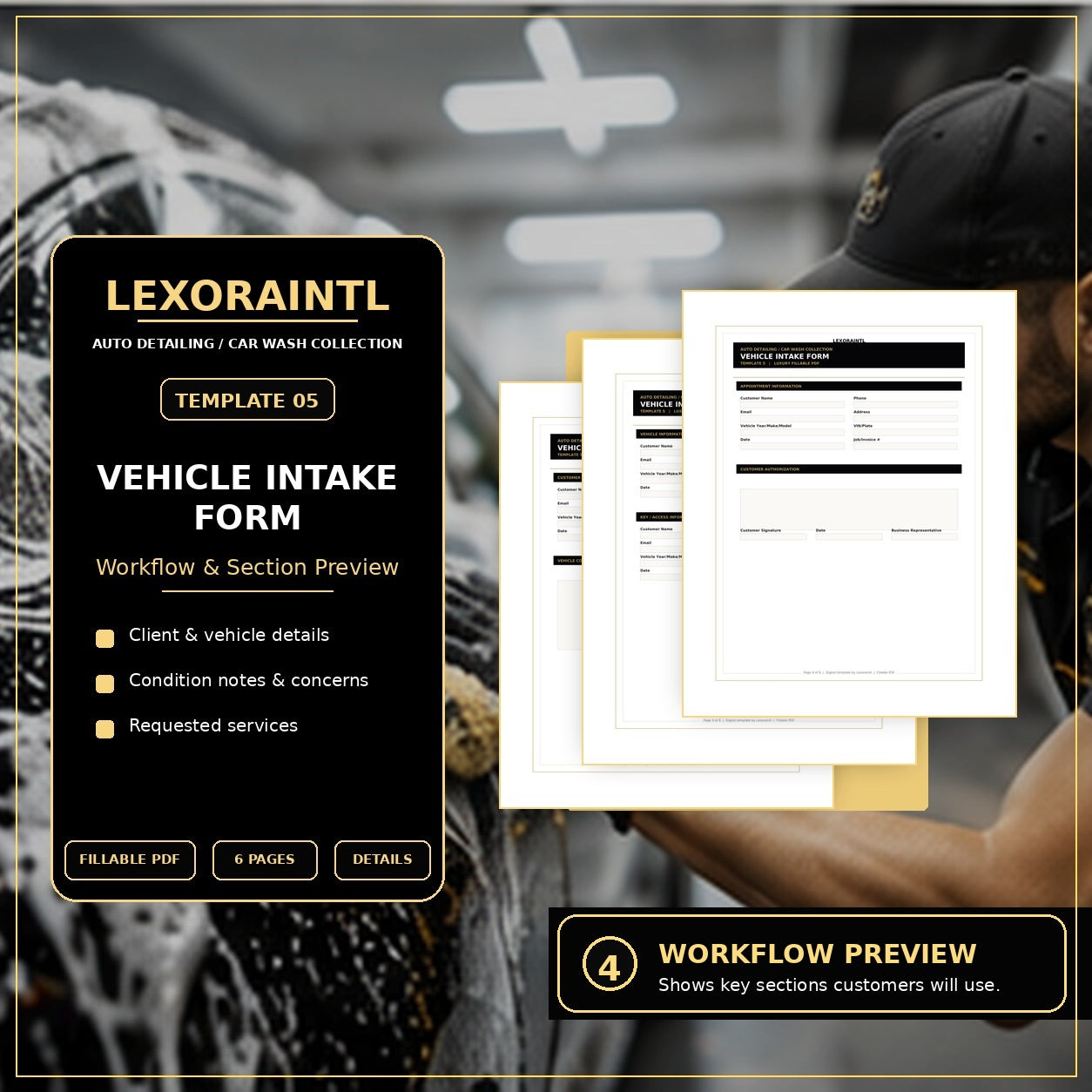 Auto Detailing Vehicle Intake Form Template – Fillable PDF