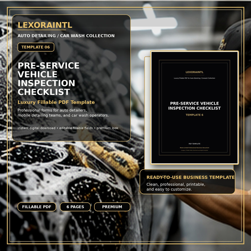 Pre-Service Vehicle Inspection Checklist Template – Fillable PDF
