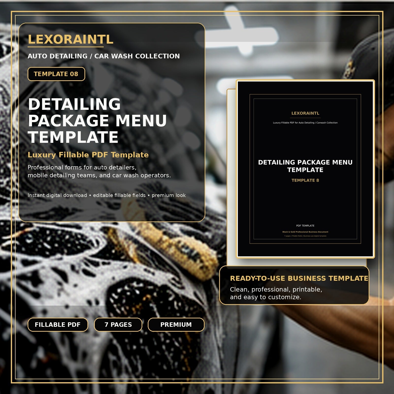 Auto Detailing Package Menu Template – Fillable PDF