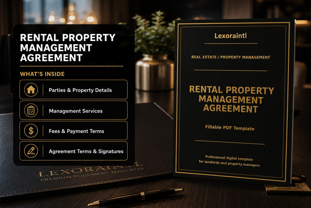 Rental Property Management Agreement Template | Fillable PDF for Landlords & Property Managers