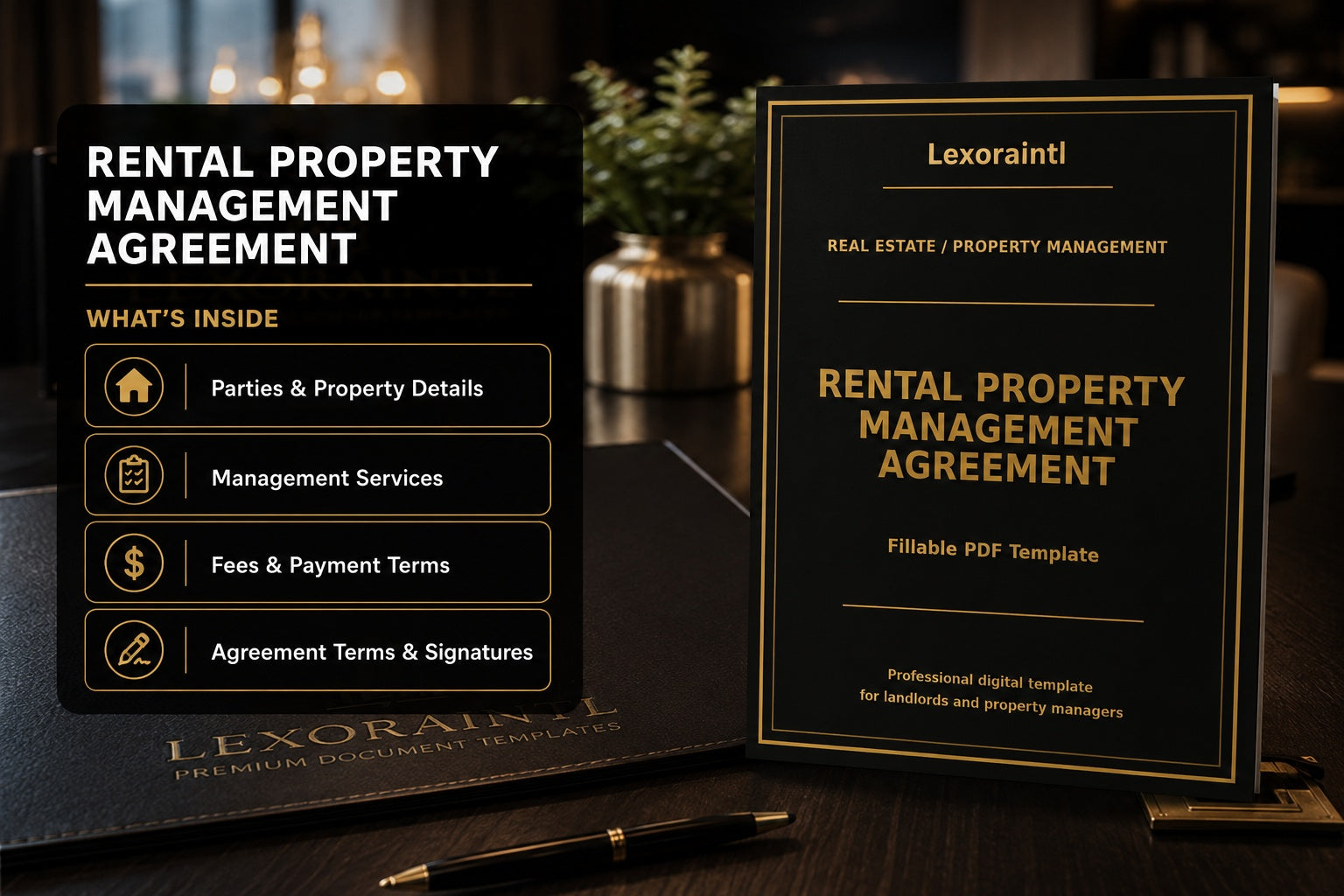 Rental Property Management Agreement Template | Fillable PDF for Landlords & Property Managers