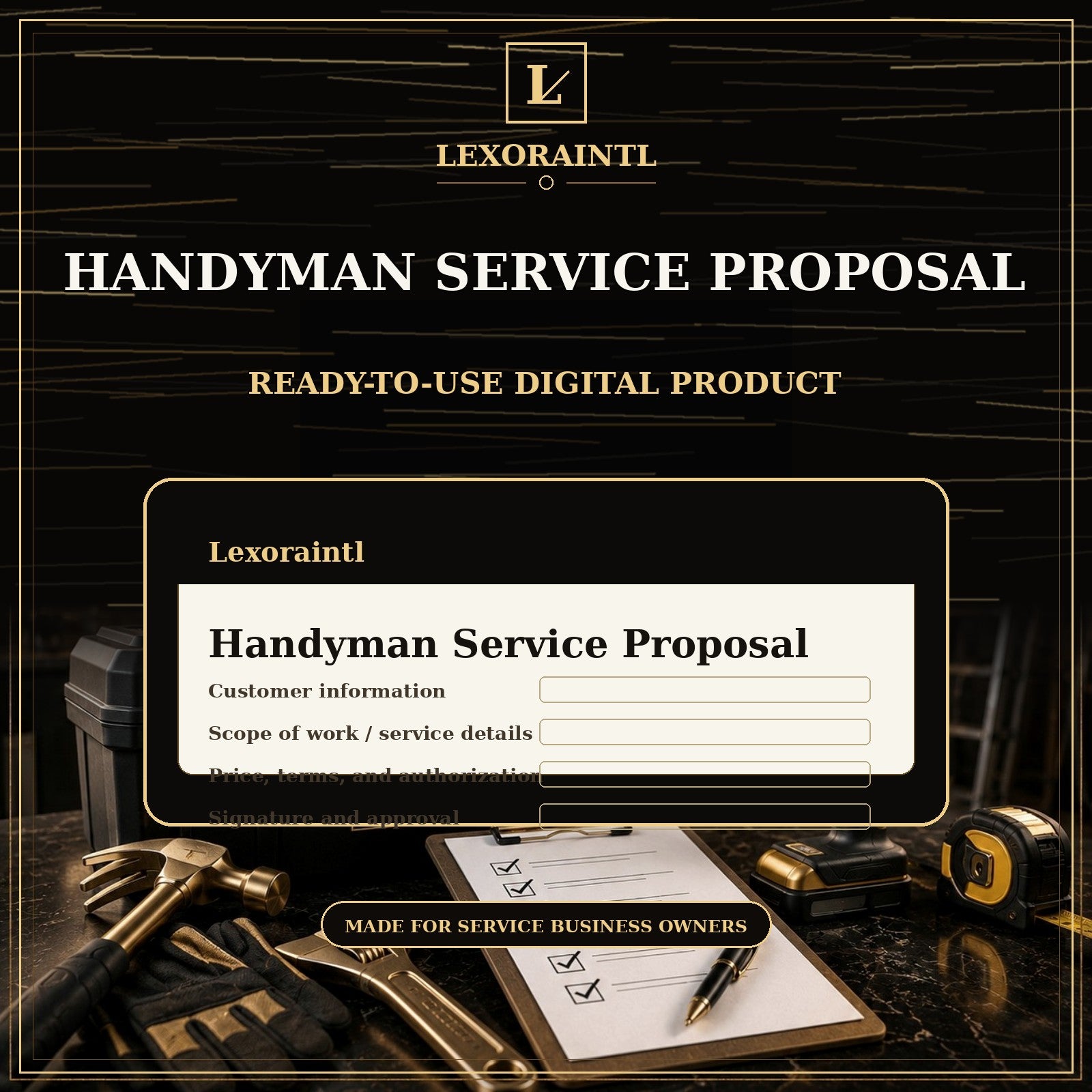 Handyman Service Proposal Template — Fillable PDF