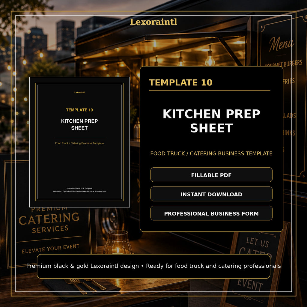 Kitchen Prep Sheet Template — Fillable PDF