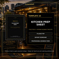 Kitchen Prep Sheet Template — Fillable PDF