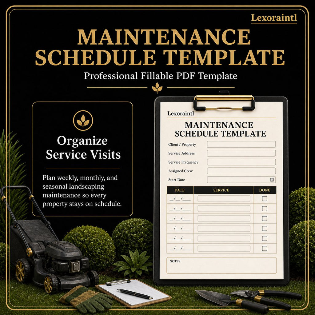 Landscaping Maintenance Schedule Template – Fillable PDF