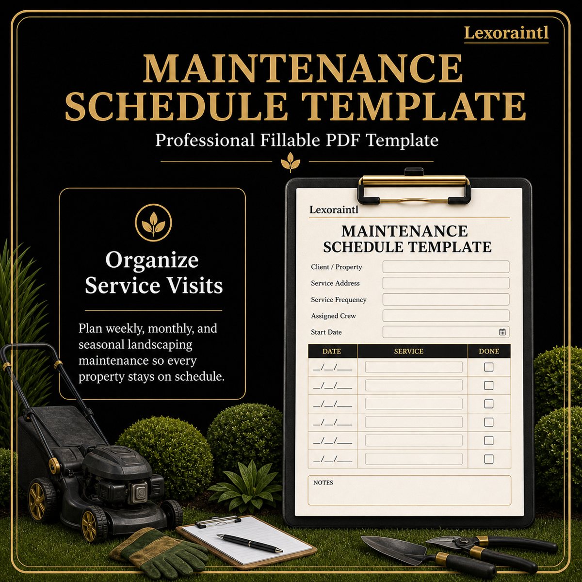 Landscaping Maintenance Schedule Template – Fillable PDF