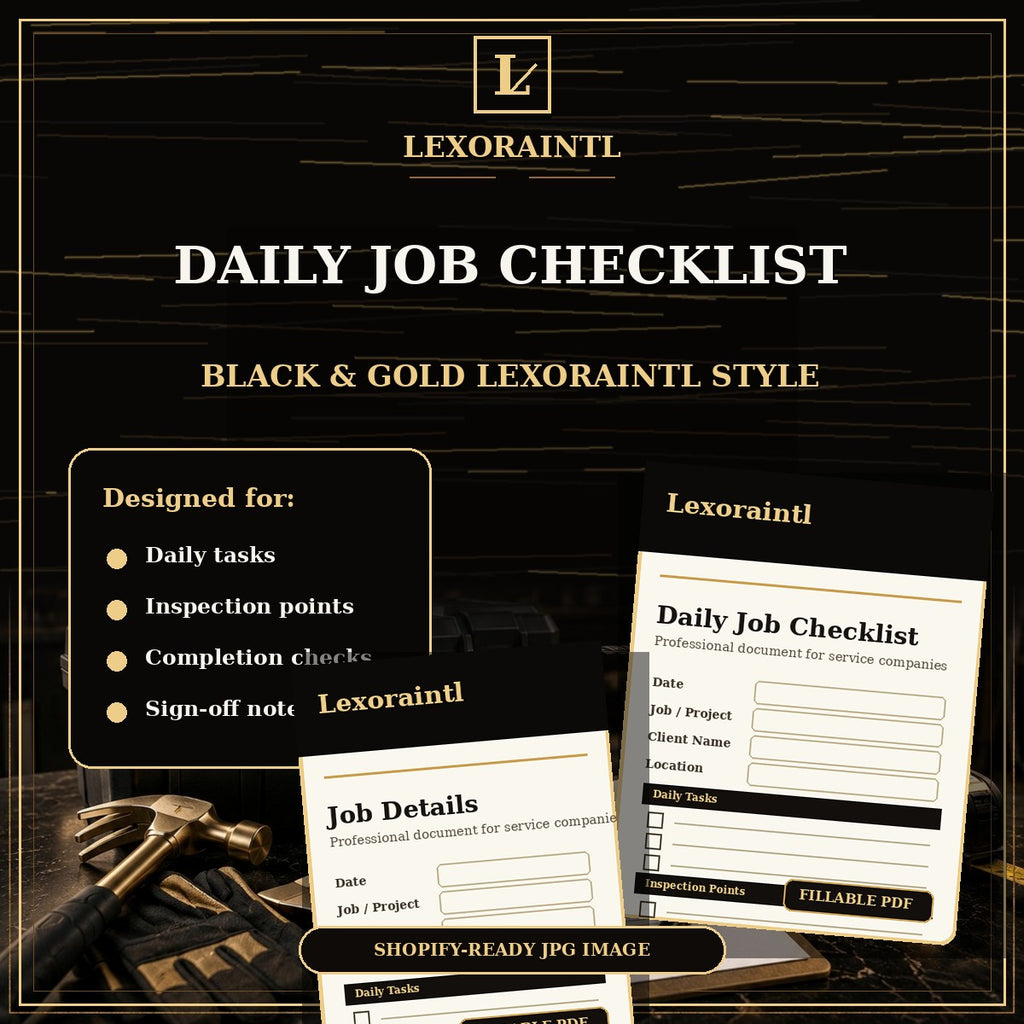Handyman Daily Job Checklist Template — Fillable PDF
