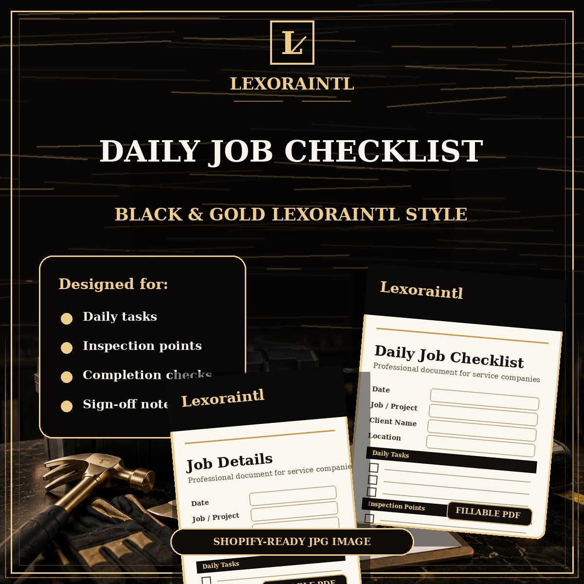 Handyman Daily Job Checklist Template — Fillable PDF