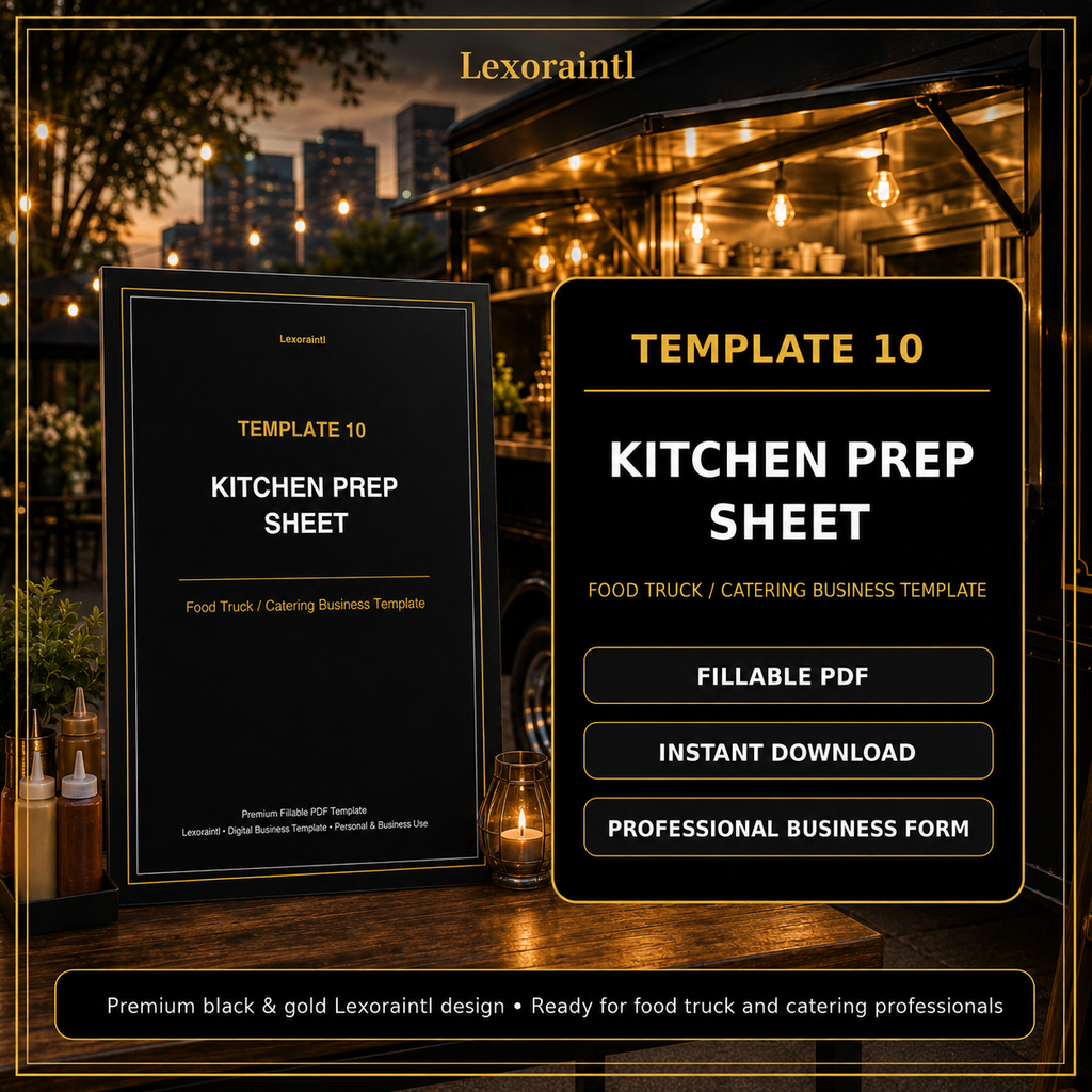 Kitchen Prep Sheet Template — Fillable PDF
