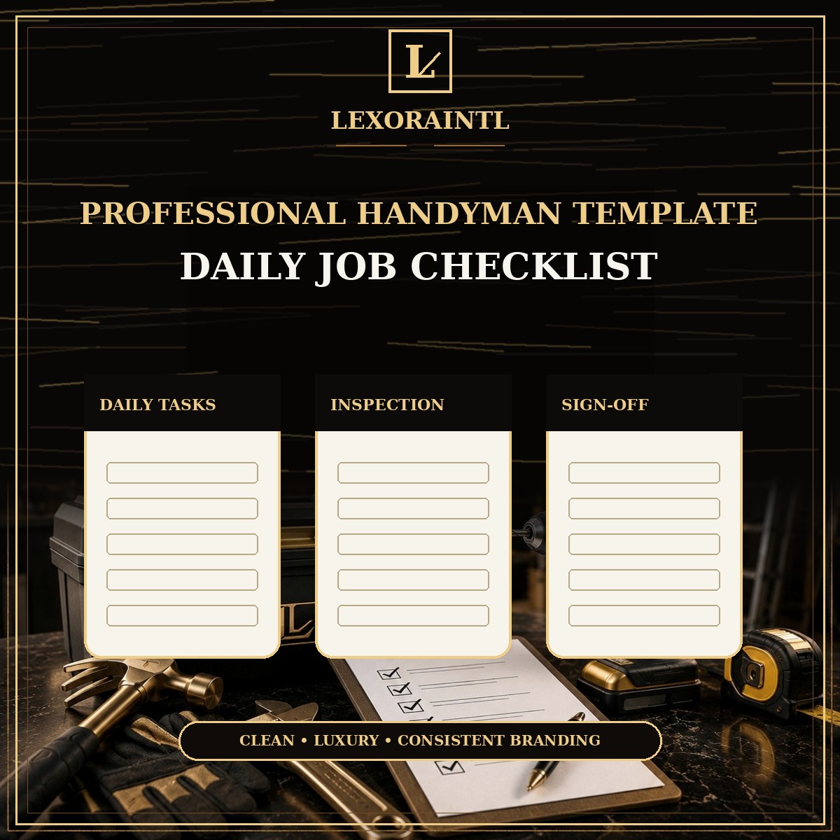 Handyman Daily Job Checklist Template — Fillable PDF
