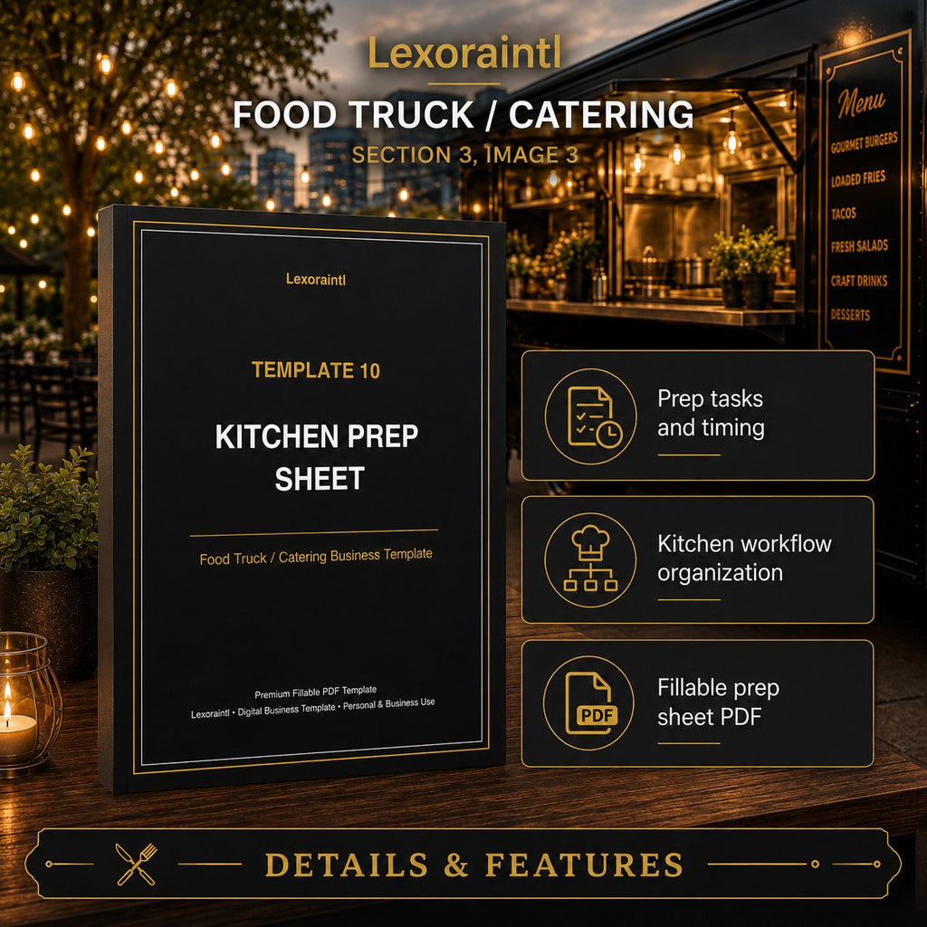 Kitchen Prep Sheet Template — Fillable PDF