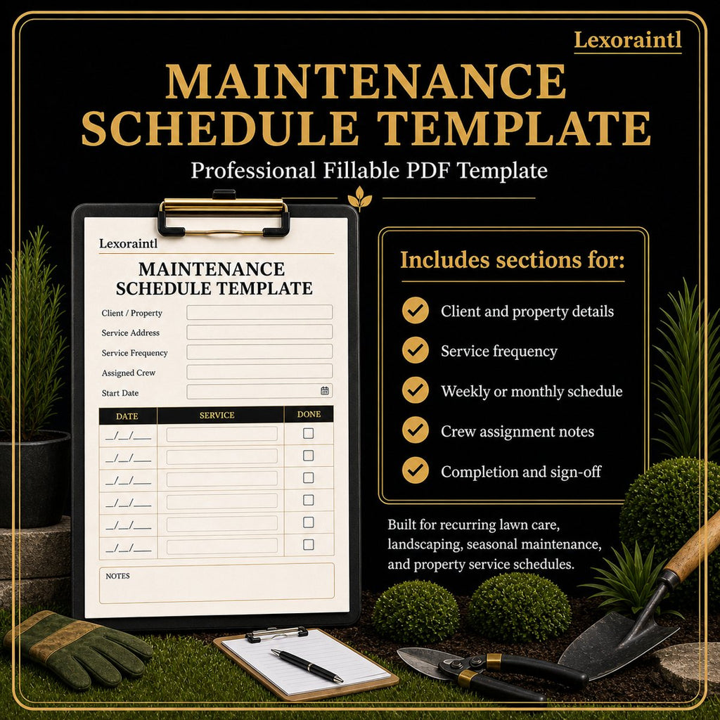 Landscaping Maintenance Schedule Template – Fillable PDF