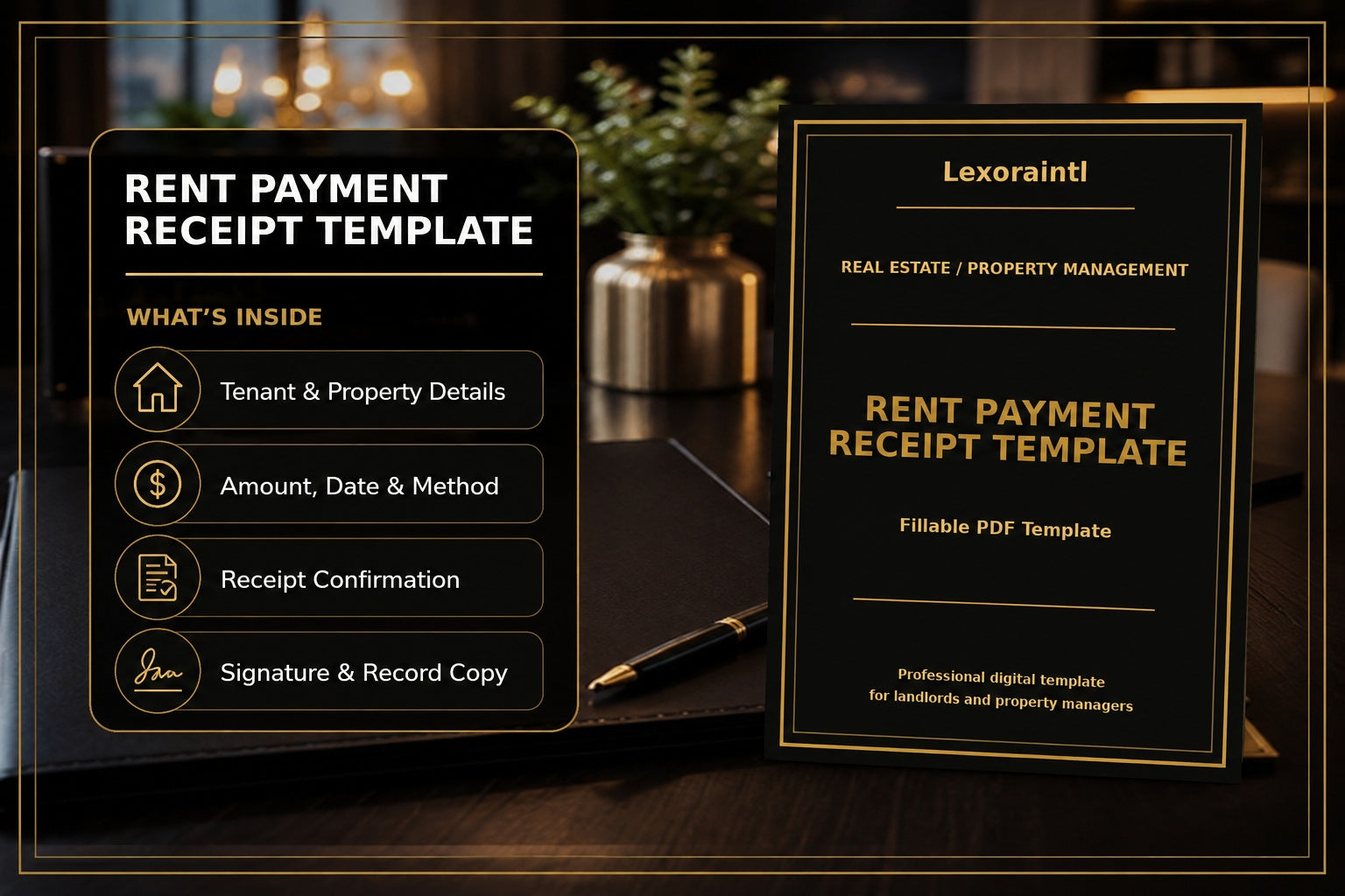 Rent Payment Receipt Template | Fillable PDF for Landlords & Property Managers