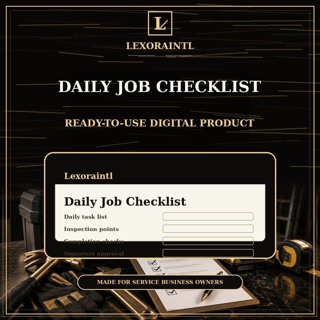 Handyman Daily Job Checklist Template — Fillable PDF