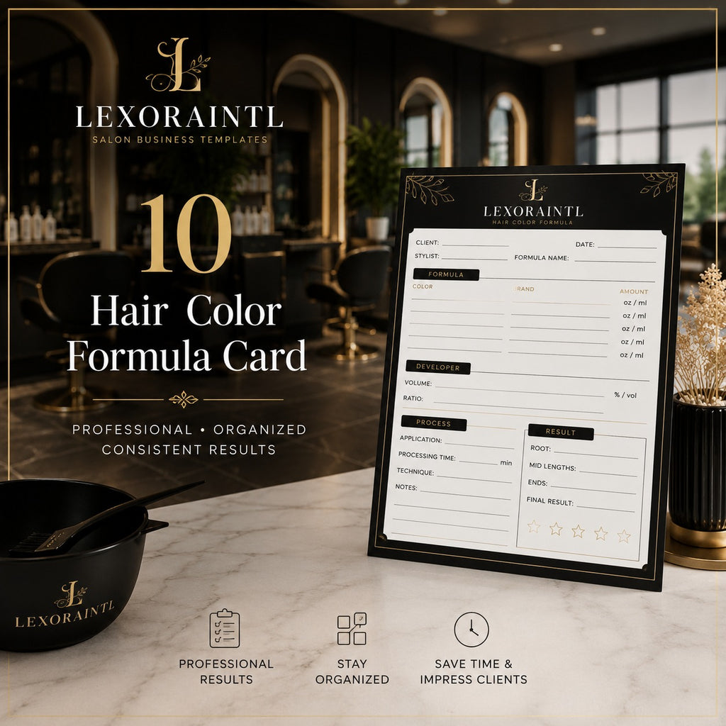Hair Color Formula Card – Fillable PDF | Lexoraintl Salon Business Template