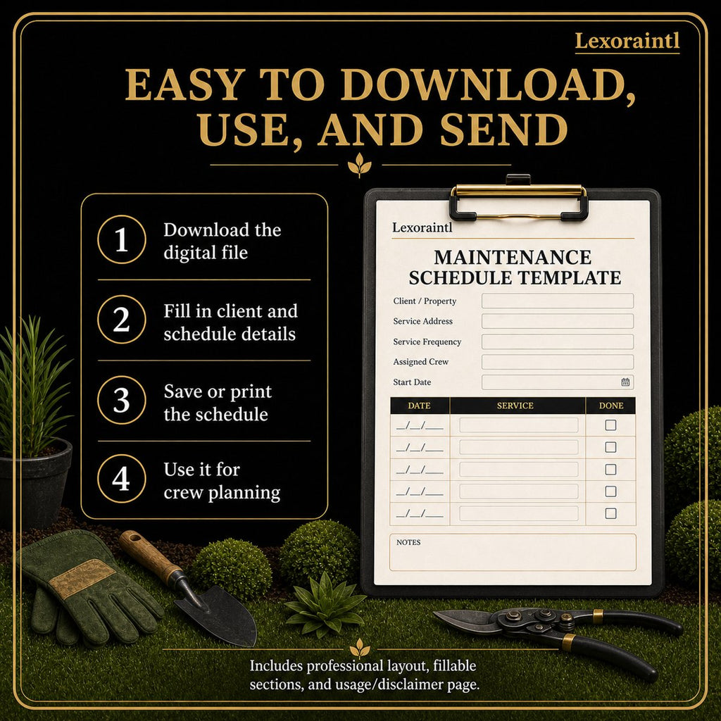 Landscaping Maintenance Schedule Template – Fillable PDF