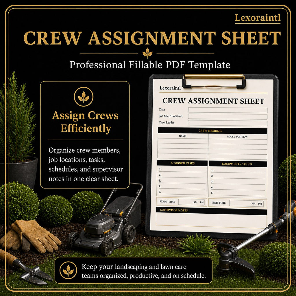 Landscaping Crew Assignment Sheet Template – Fillable PDF