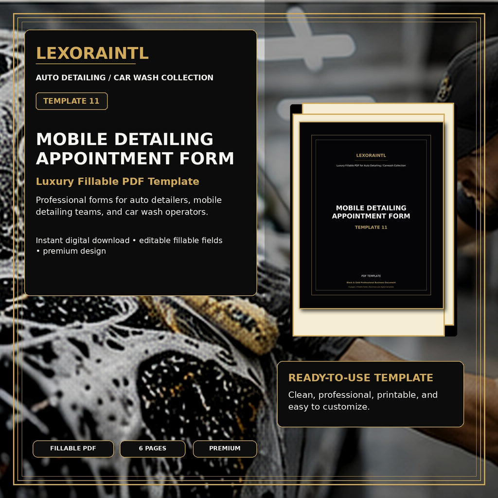 Mobile Detailing Appointment Form Template – Fillable PDF