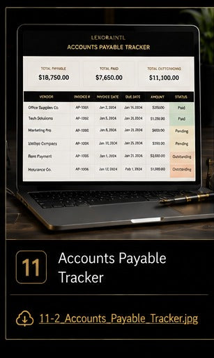 Accounts Payable Tracker Template | Fillable Small Business Finance PDF