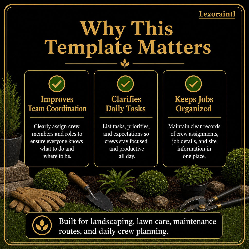 Landscaping Crew Assignment Sheet Template – Fillable PDF