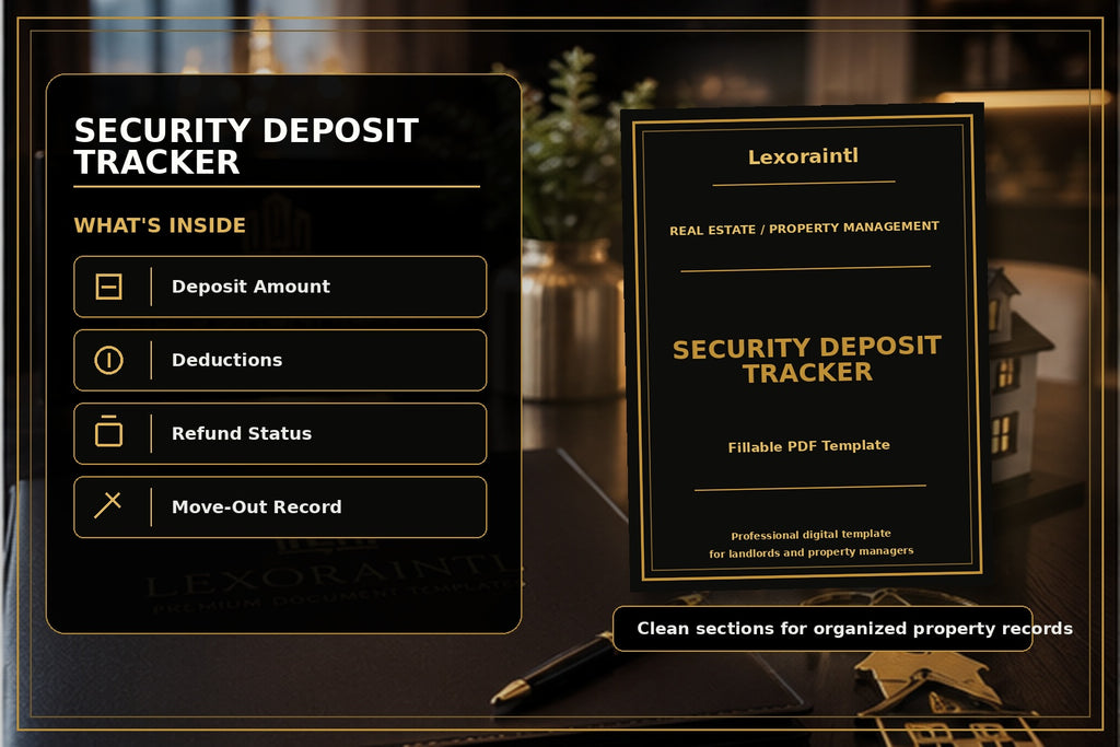 Security Deposit Tracker Template | Fillable PDF for Landlords & Property Managers