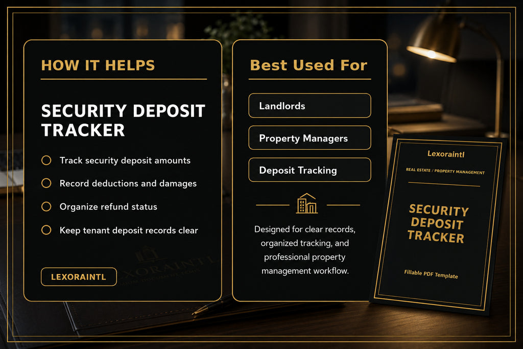 Security Deposit Tracker Template | Fillable PDF for Landlords & Property Managers