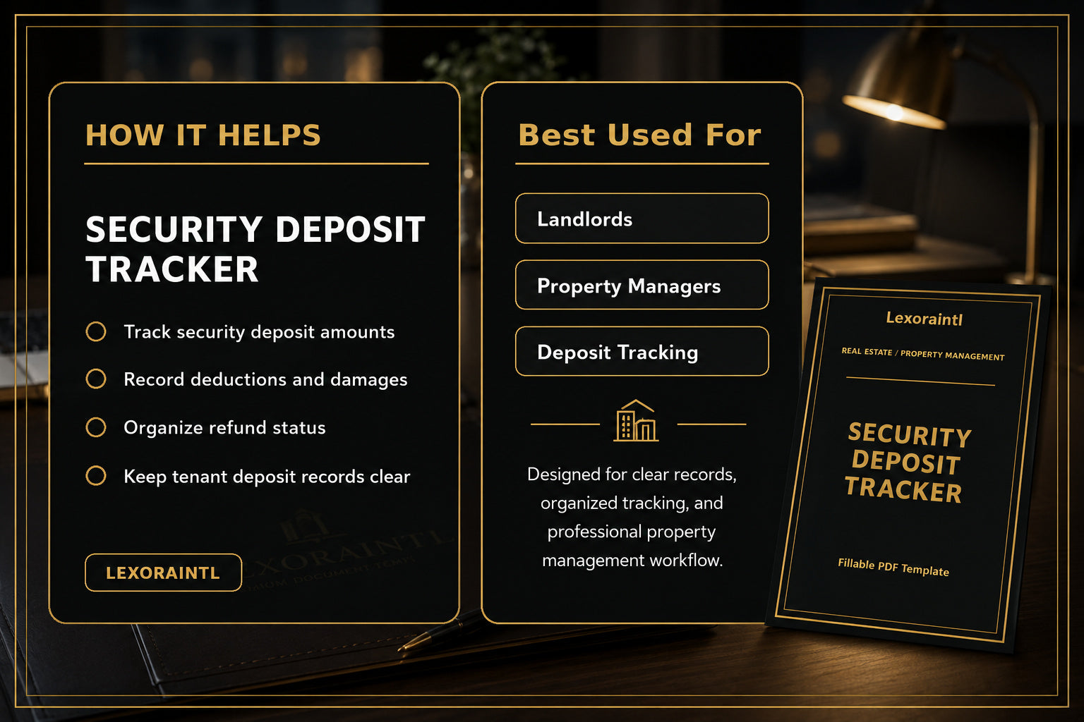 Security Deposit Tracker Template | Fillable PDF for Landlords & Property Managers