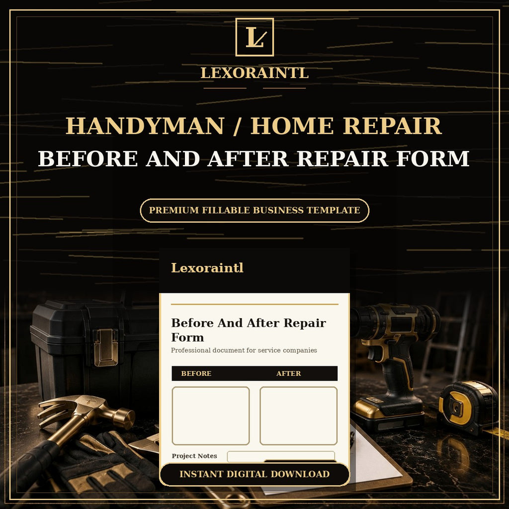 Before & After Repair Form Template — Fillable PDF