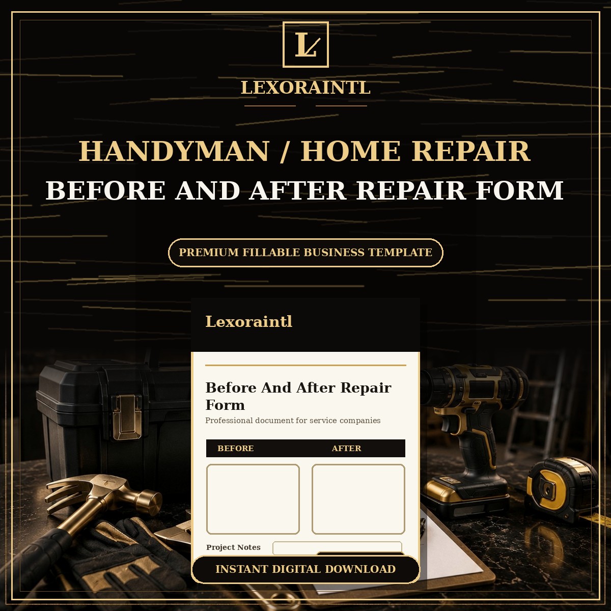 Before & After Repair Form Template — Fillable PDF