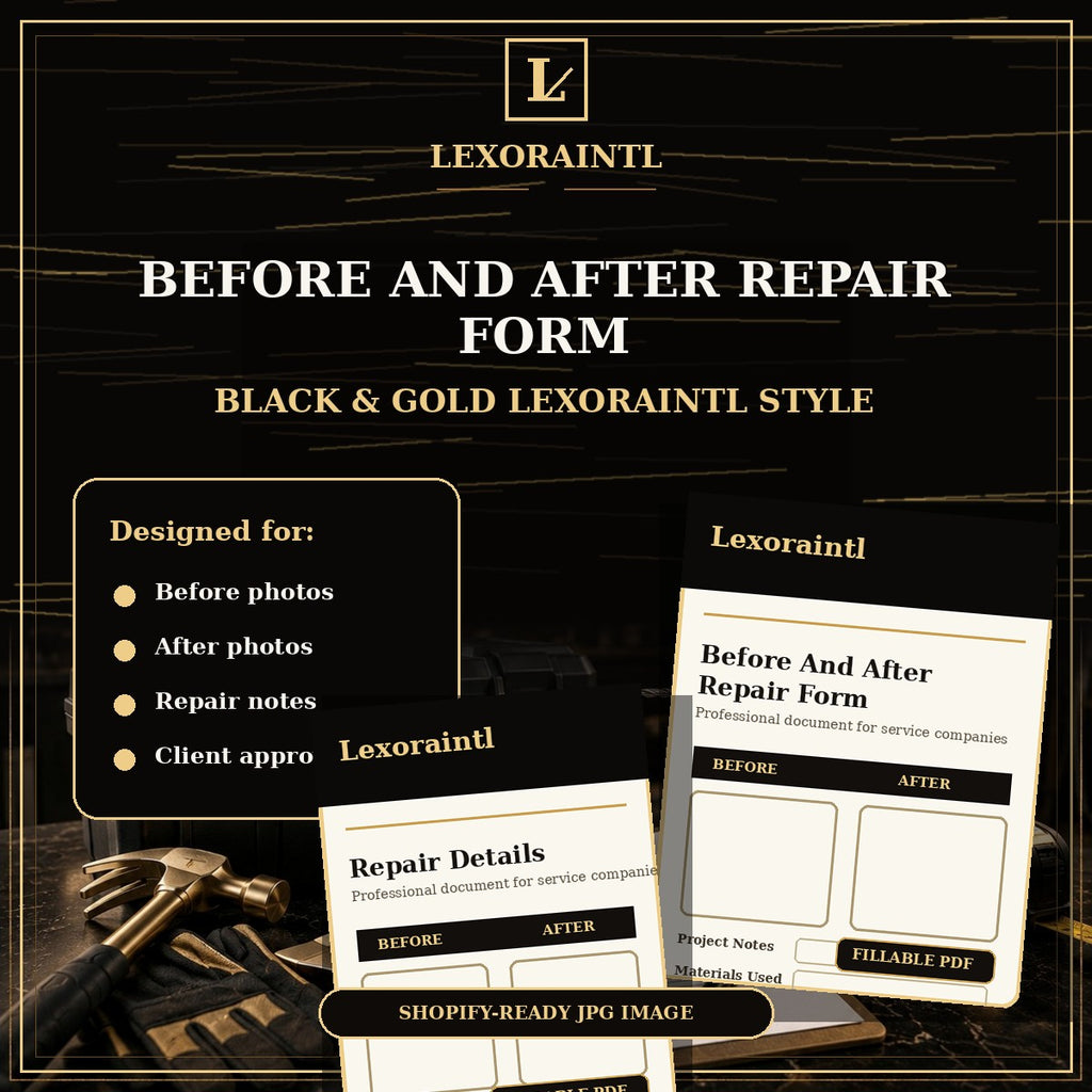 Before & After Repair Form Template — Fillable PDF