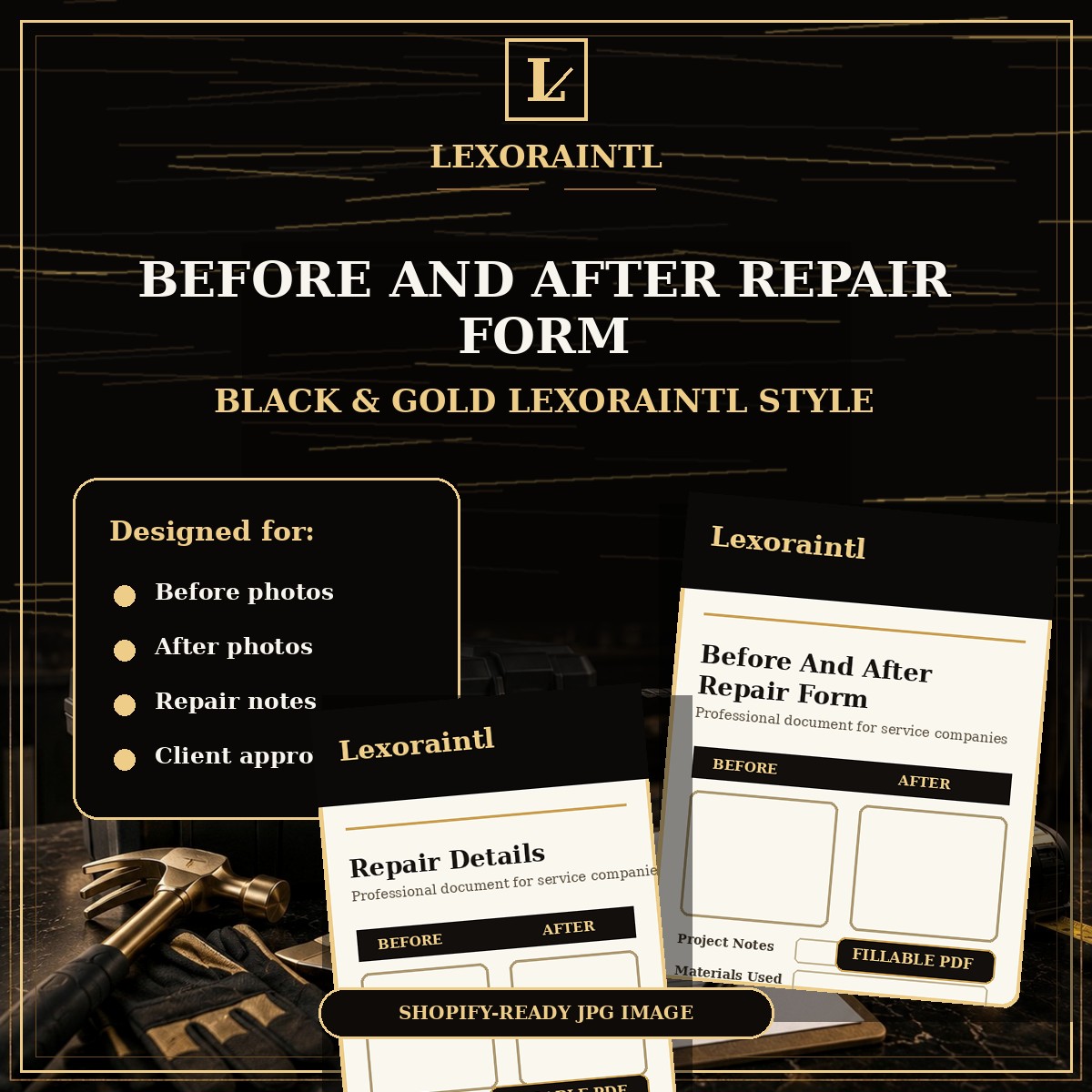 Before & After Repair Form Template — Fillable PDF
