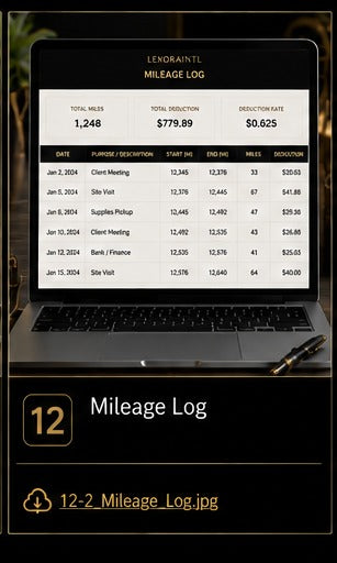 Mileage Log Template | Fillable Small Business Finance PDF