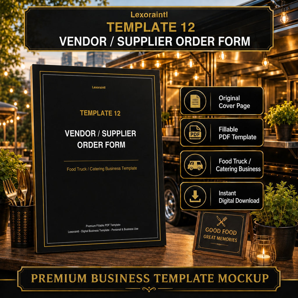 Vendor / Supplier Order Form Template — Fillable PDF + Excel