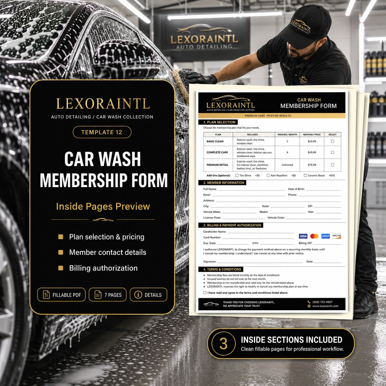 Car Wash Membership Form Template – Fillable PDF