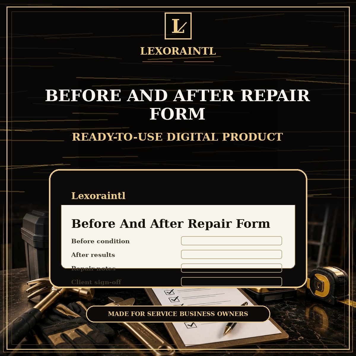 Before & After Repair Form Template — Fillable PDF
