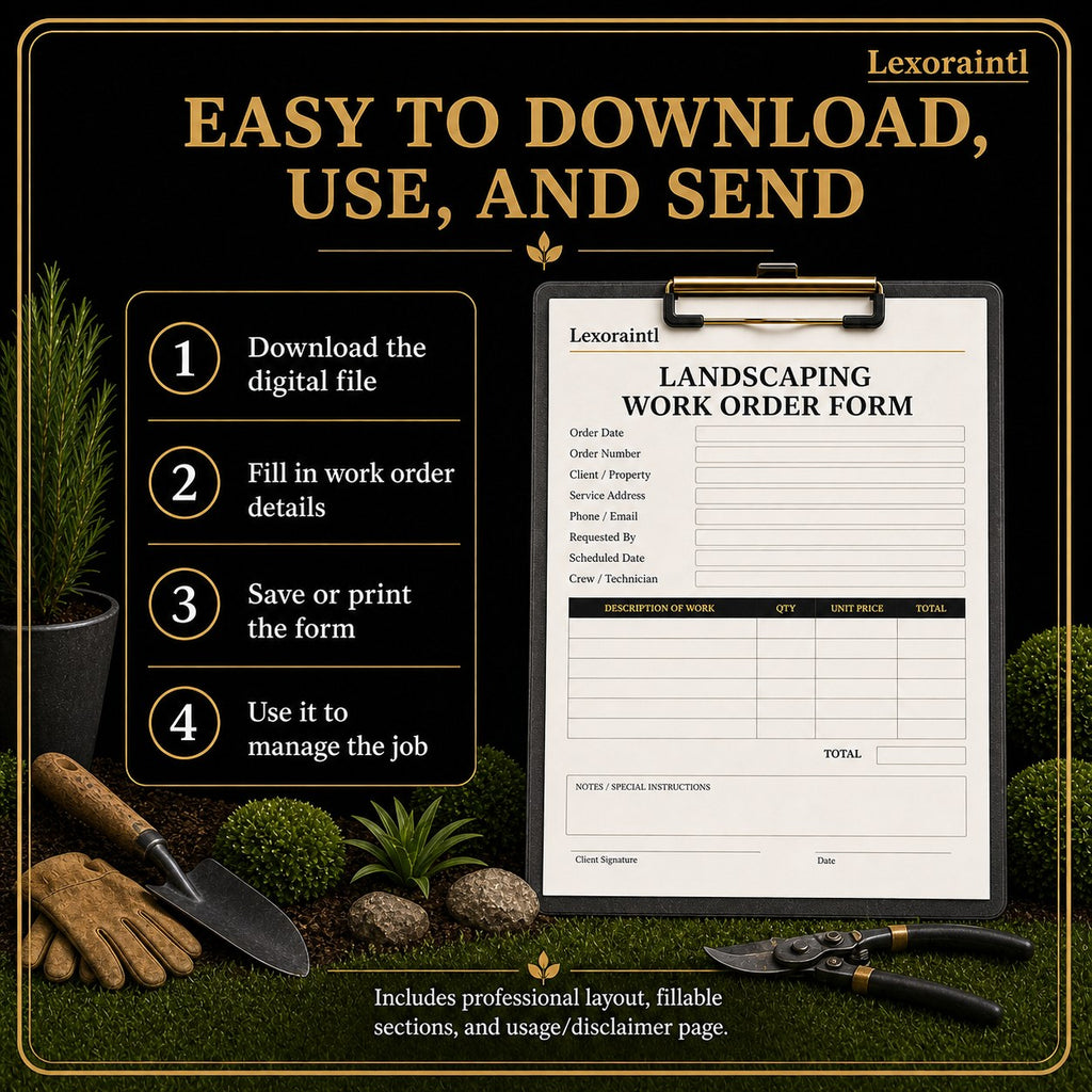 Landscaping Work Order Form Template – Fillable PDF