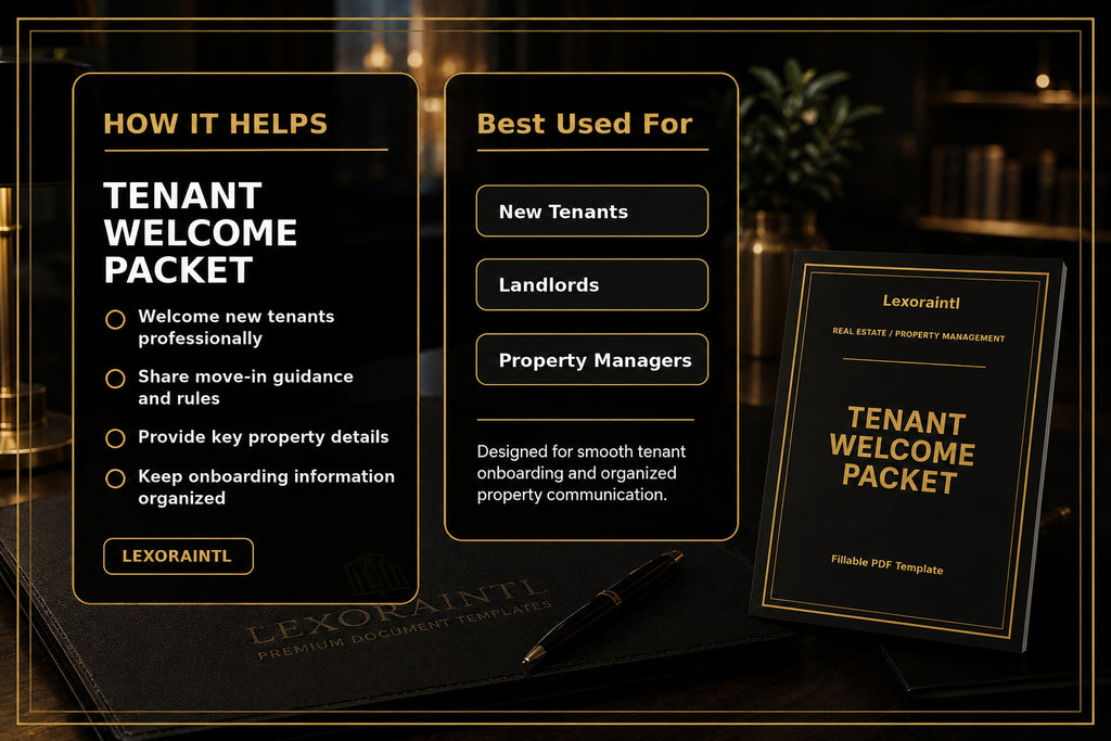 Tenant Welcome Packet Template | Fillable PDF for Landlords & Property Managers