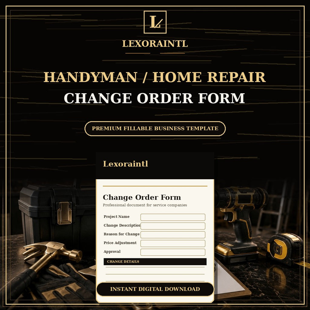 Handyman Change Order Form Template — Fillable PDF